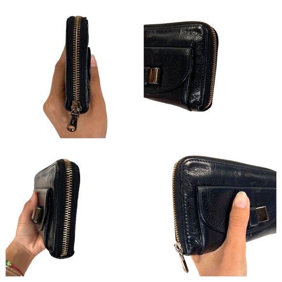 Authentic Chloe Wallet Long Lily Zip Around Black Leather Vintage Purse - Picture 7 of 12